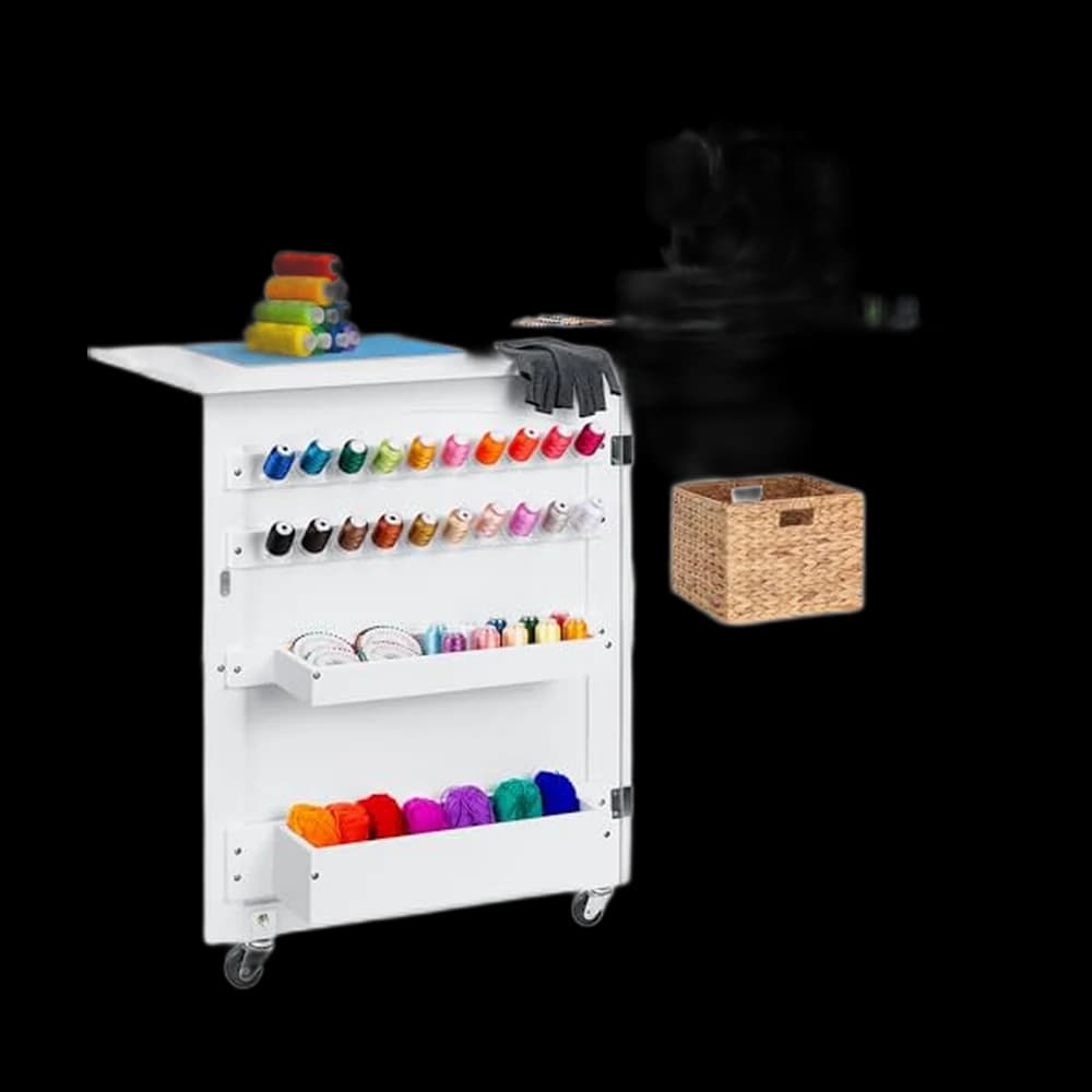 Best Choice Products Folding Sewing Table with Storage Trays