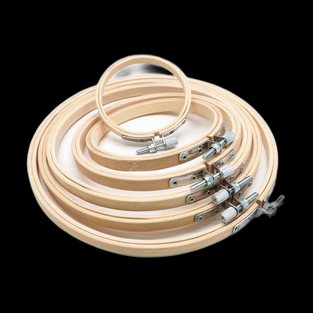 Biaungdo 6 Pcs Round Wood Embroidery Hoops