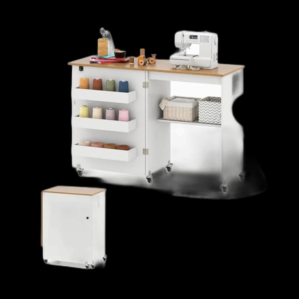 Giantex Folding Sewing Table with Charging Station