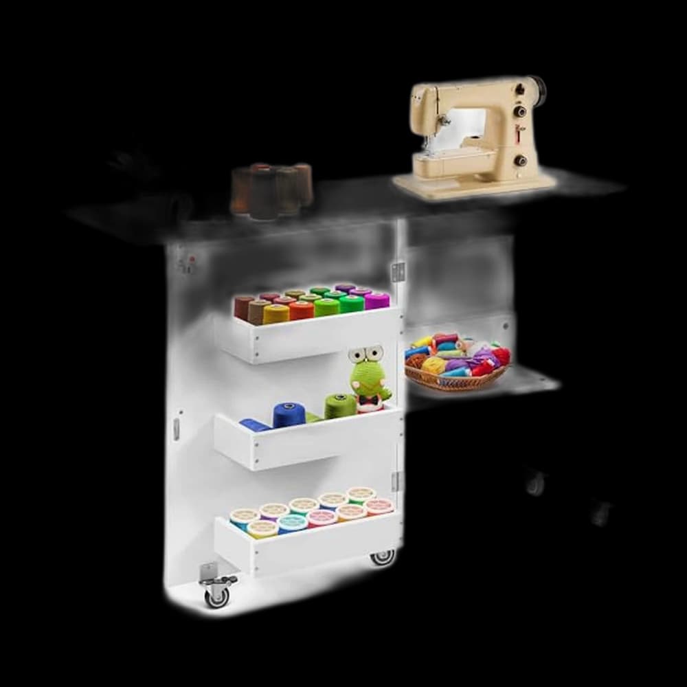 VIVOHOME Folding Sewing Table with Storage