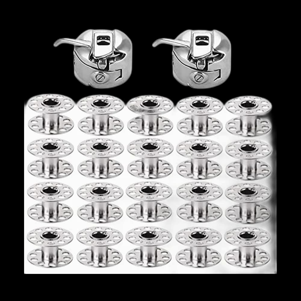 YEQIN 2 Pieces Bobbin Case with 20 Metal Bobbins